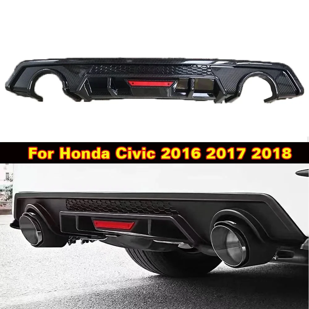 

For Honda Civic 2016 2017 2018 Rear Lip Spoiler Bumper Diffuser High Quality Matte Black Primer PP ABS Car Accessories