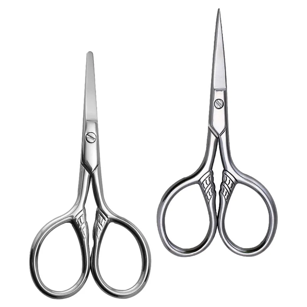 

2Pcs Eyebrow Scissors Small Stainless Steel Grooming Scissors Nose Hair Beard Mustache Facial Hair Trimmer Cutting Tool
