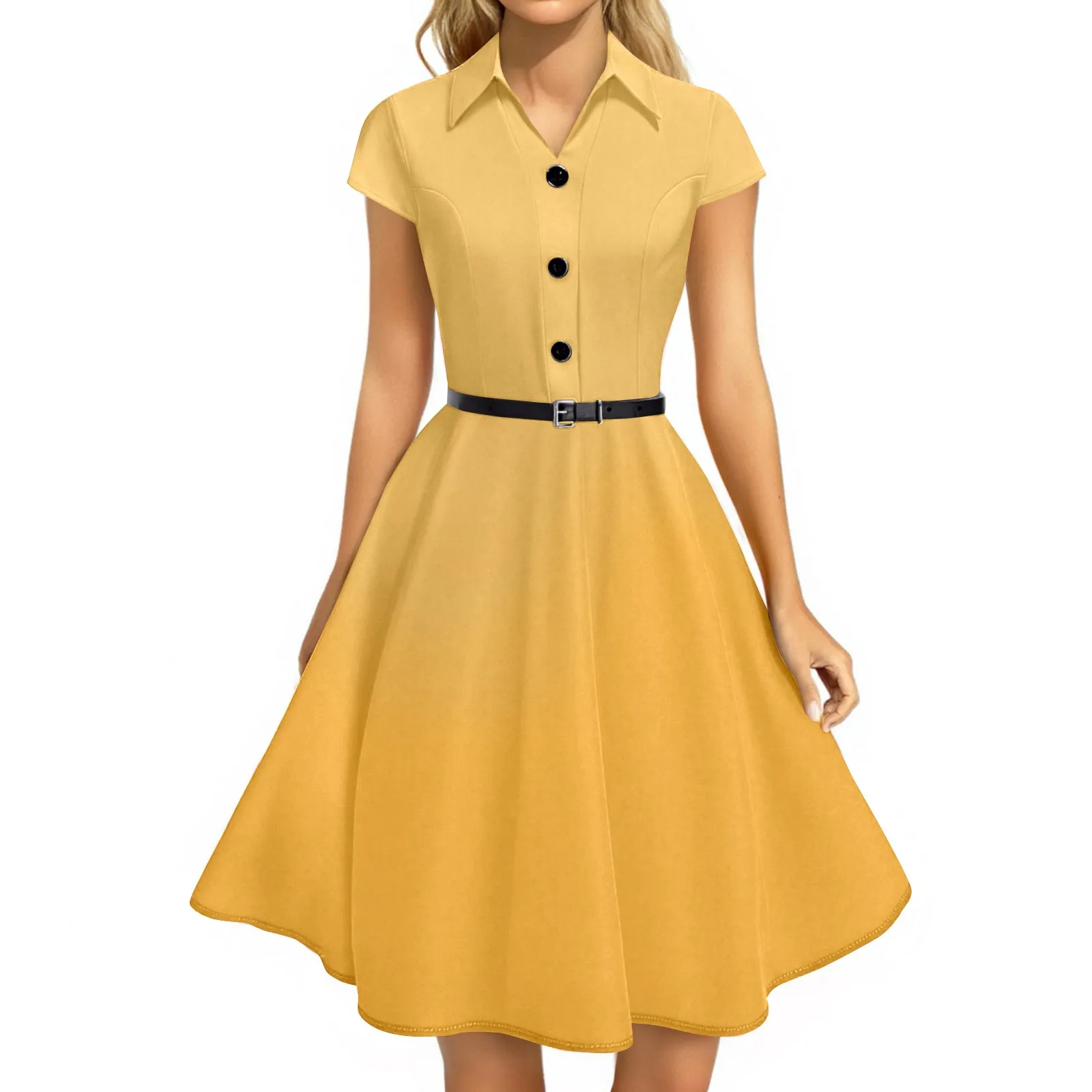 Retro temperamento casual vestidos de comprimento médio feminino cor sólida camisa gola francês retro vestido elegante vestido de festa 2025