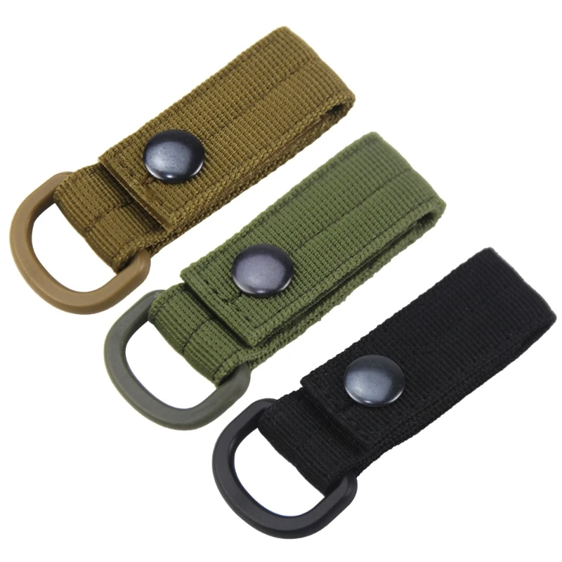 YD61 5 Pieces Military Webbing Attachment Strap with D-Rings for Backpack, Carabiner Loop Nylon Strap Key Holder with D-Rings