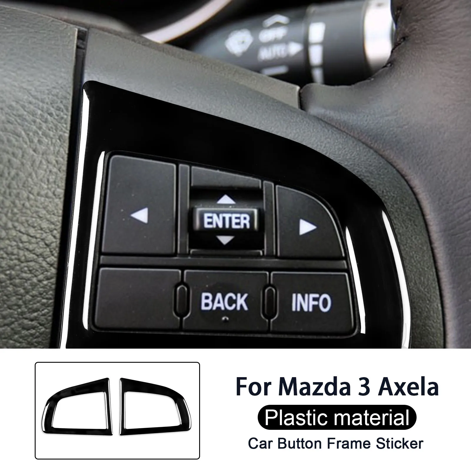 For Mazda 3 Axela 10-13 Mazdaspeed 3 Piano Black Steering Wheel Button Frame Plastic Plate Panel Trim Cover Car Interior Sticke