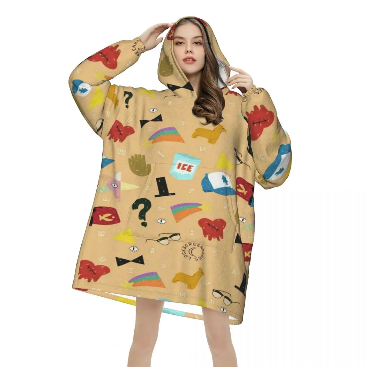 Gravitys Falls Wearable Blanket Hoodie as Gifts for Women Men Warm Cozy Large Blanket Sweatshirt Thick Fleece Hooded Blanket