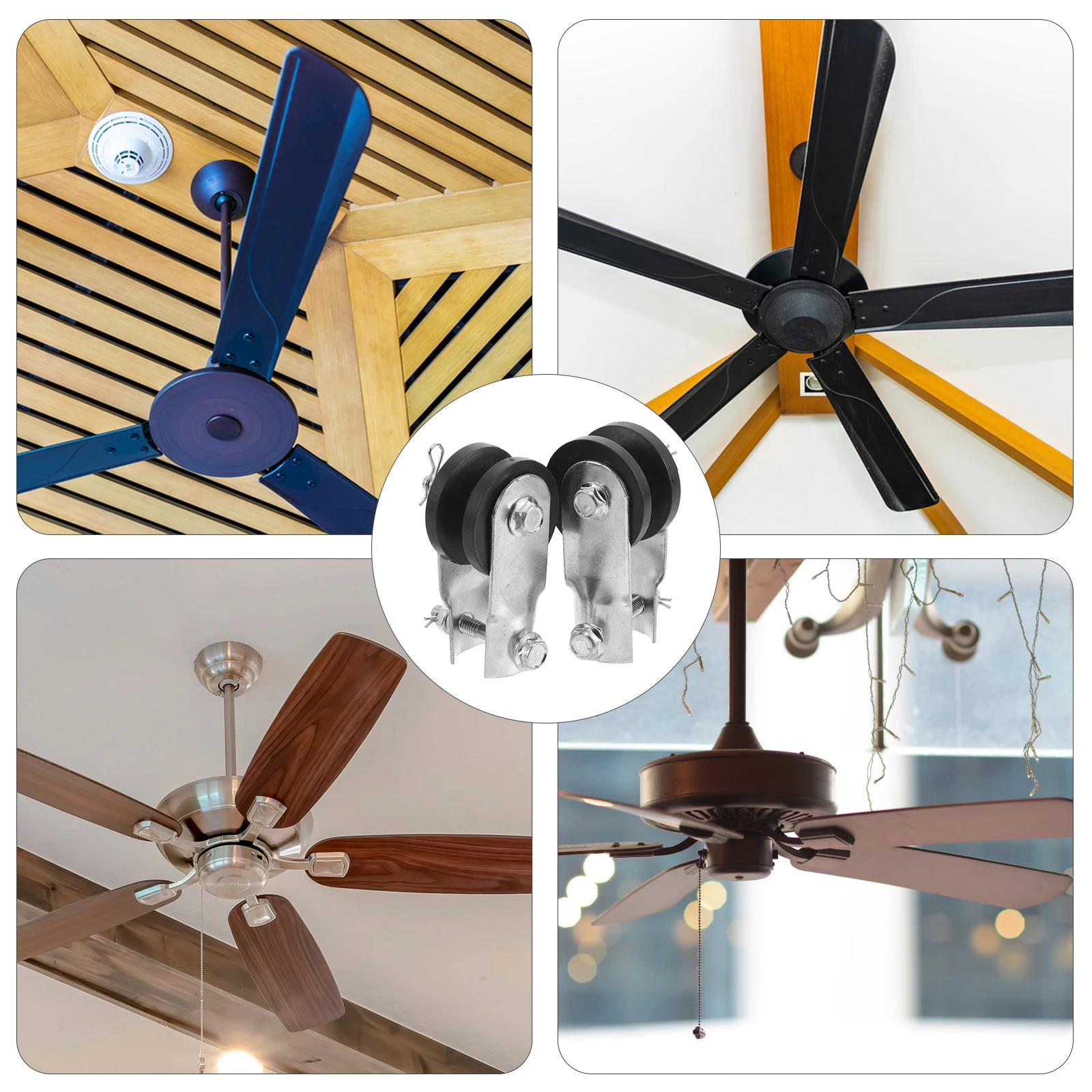 

2Pcs Fan Light Rod Fixing Clamp Pulley Heavy Duty Mounting Bracket for Ceiling Fans Pendant Lamps Residential Commercial Use