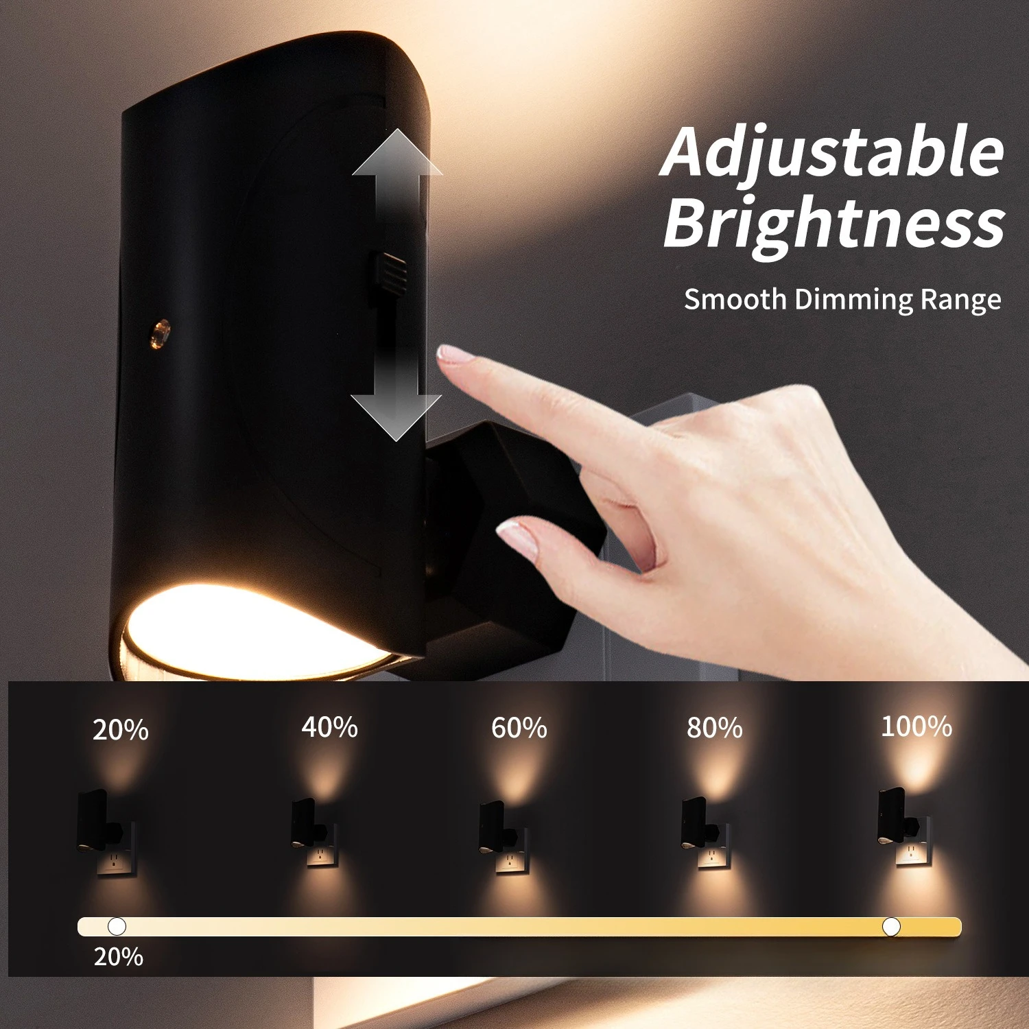 Brightness Adjustable Rotatable Direct Plug-in Electro-optical Induction Night Light Bedroom Ambient Light Night Light 2pcs