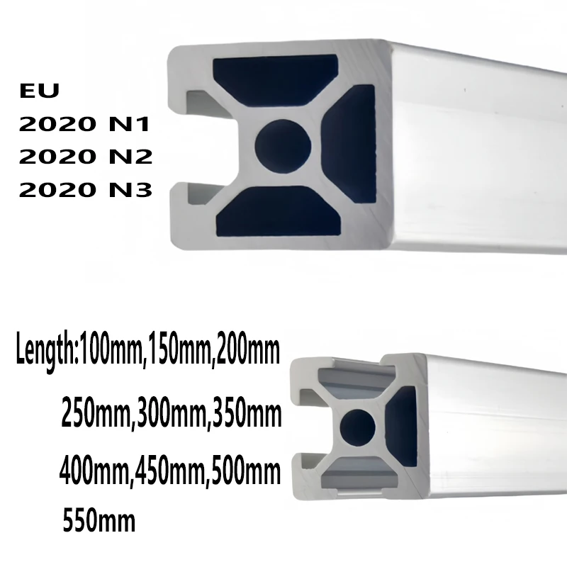 1PC 2PCS 2020N1 2020N2 2020N3 T-slot Aluminum Profile 100 150 200 300 400 To 550 mm Linear Rail Extrusion CNC 3D Printer Parts