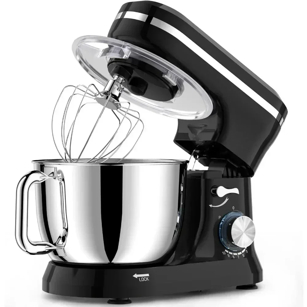 Electric mixer with 10 gears and 6.5 gallon heat-resistant stainless steel mixing basin