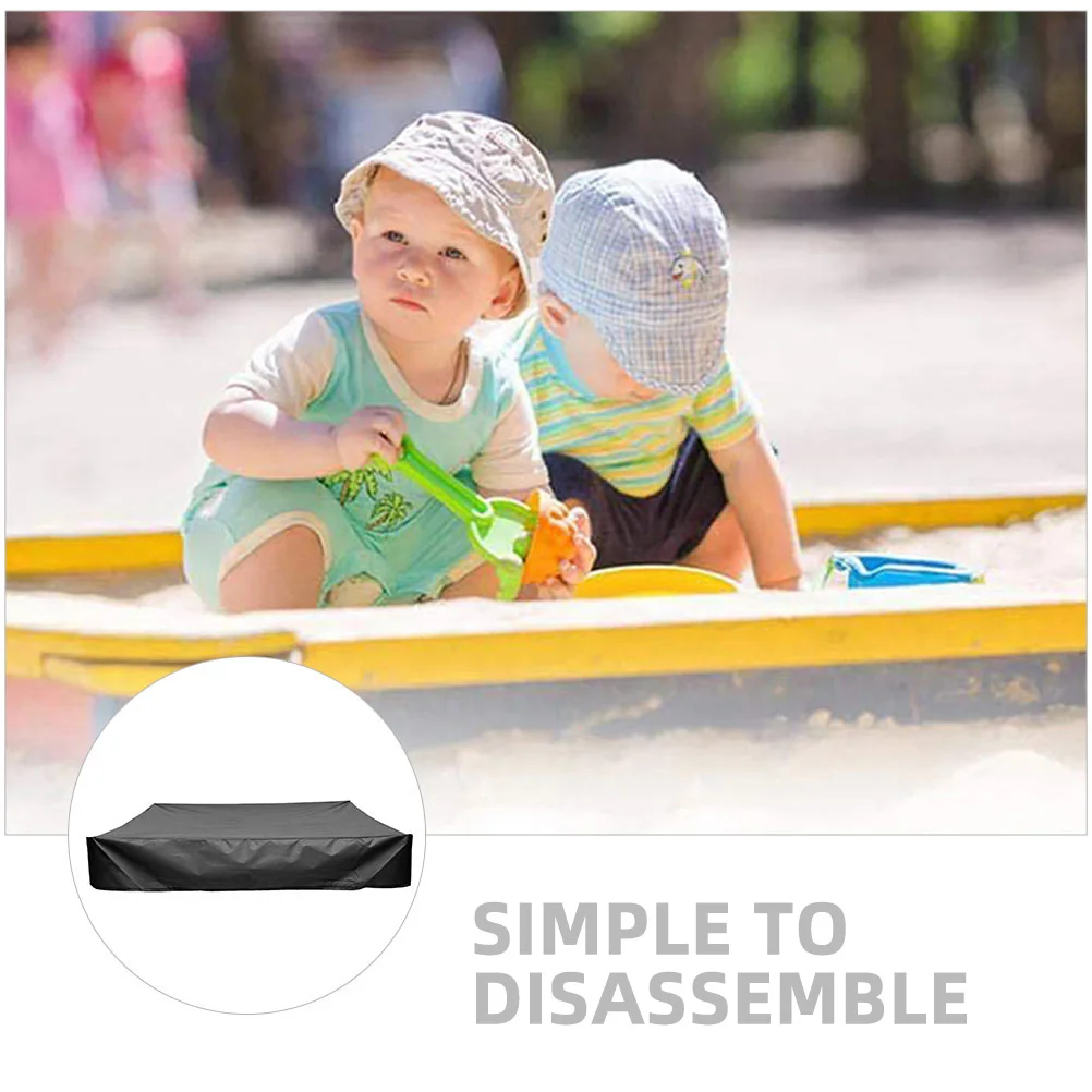 

Children Sandbox Canopy 120x120CM Black Pool Cover Waterproof Dustproof Pool Protector Garden Play Area