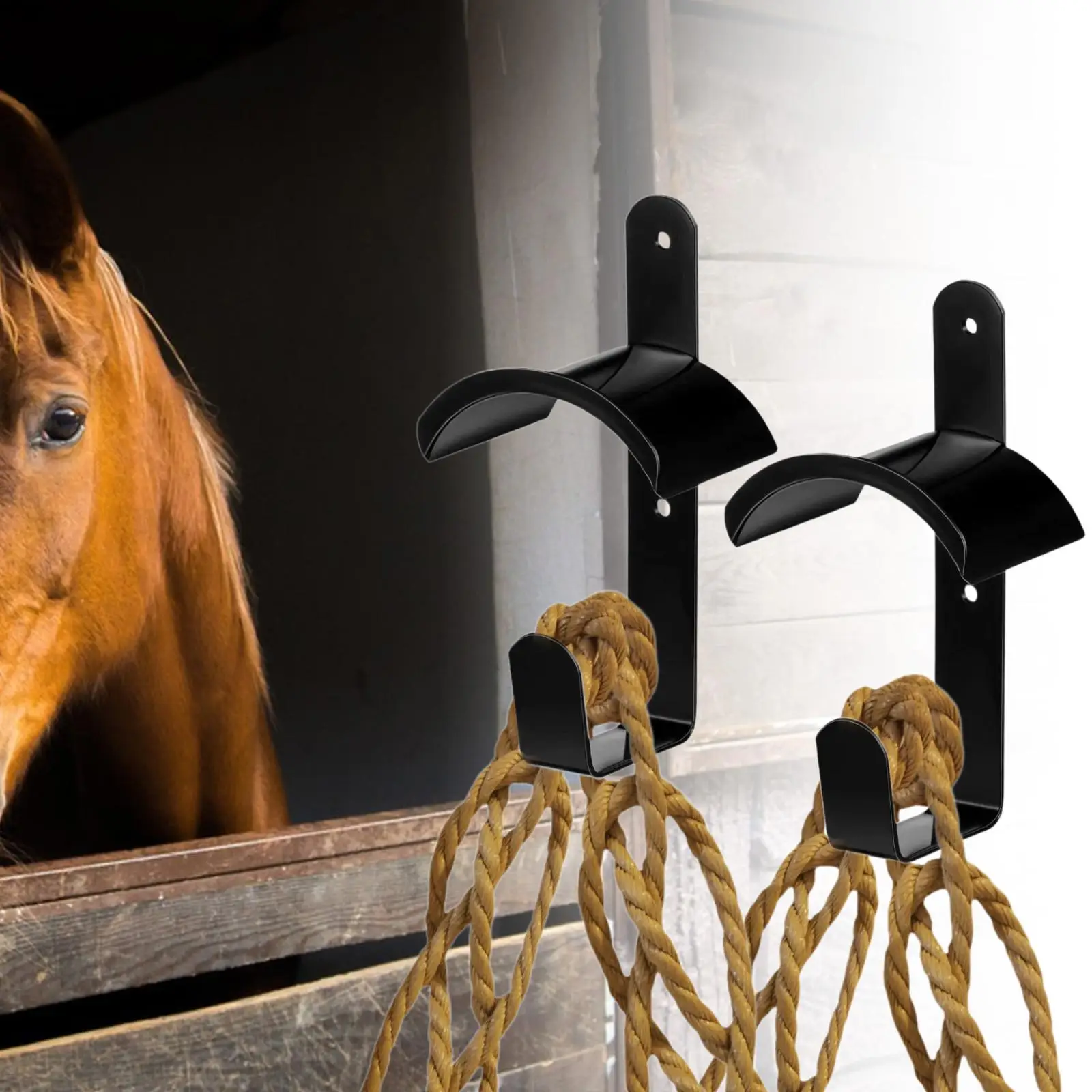 Ganchos de brida para caballos, equipo ecuestre de alta resistencia, almacenamiento de tachuelas, montaje en pared, arnés de Hardware estable, 2 piezas