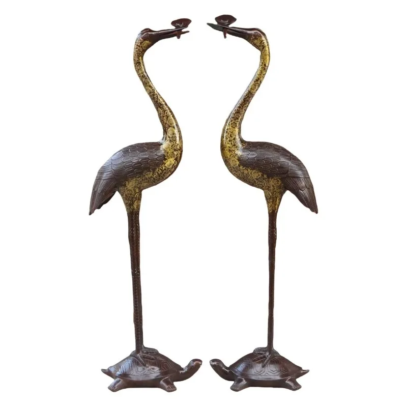 

Pure Brass Turtle and Crane Yannian Ornament Crane Large Chinese Style Gift Home Furnishing Porch Decoration