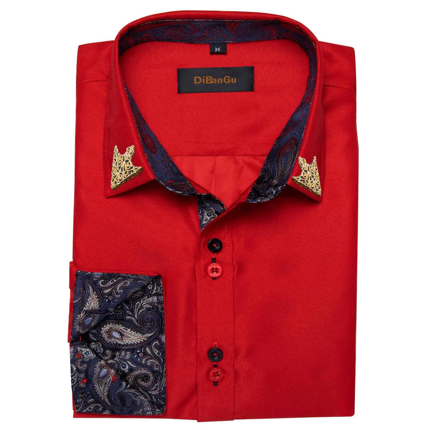 Men Slim Fit Solid Color Long Sleeve Dress Shirt, Contrast Collar Two-tone Buttons Top, Multi Colors for Business Wear