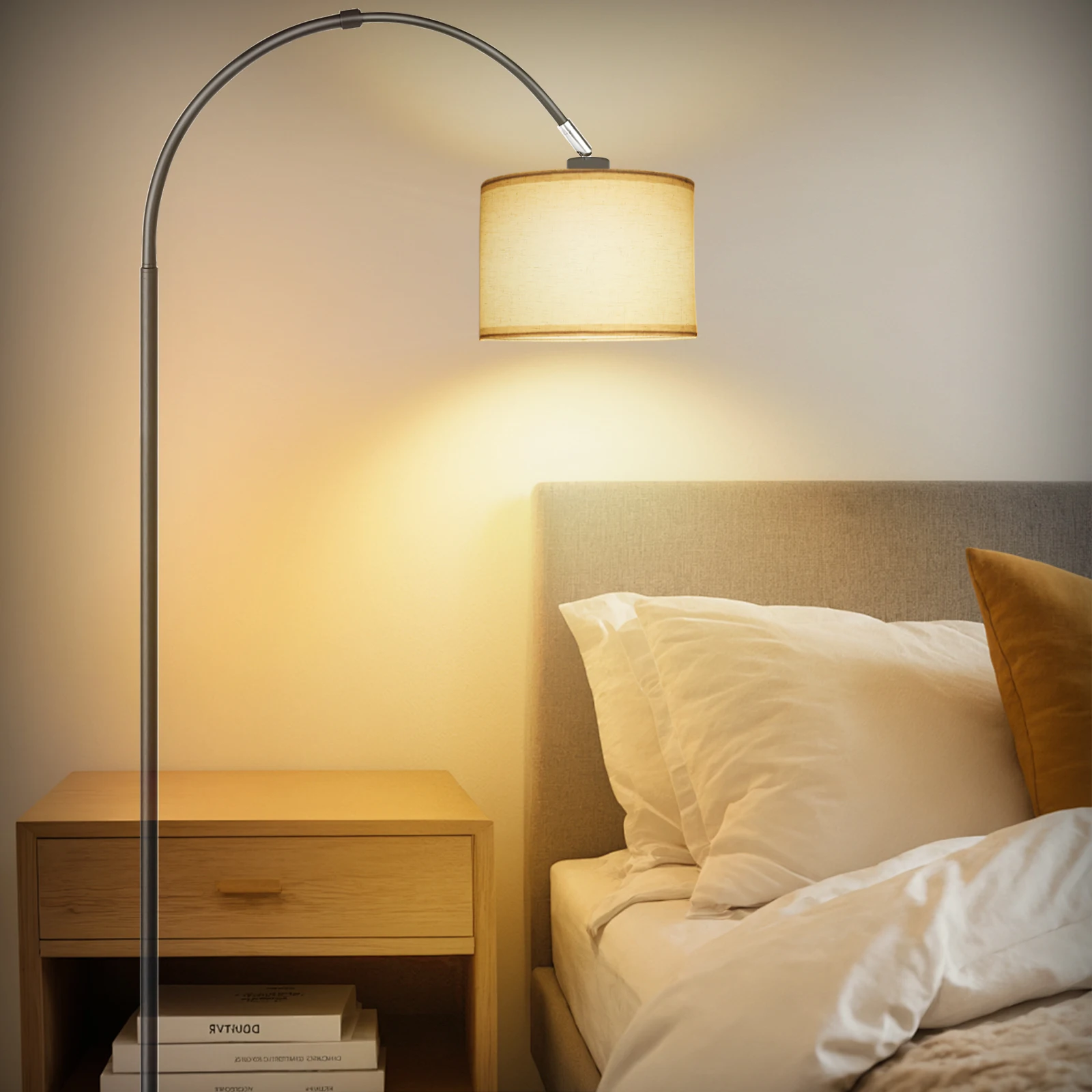 Lampada in tessuto a forma di pesce in stile scandinavo con LED, paralume in lino, 1 pezzo, 12W E26/E27 3000K, leggera, per soggiorno e camera da letto