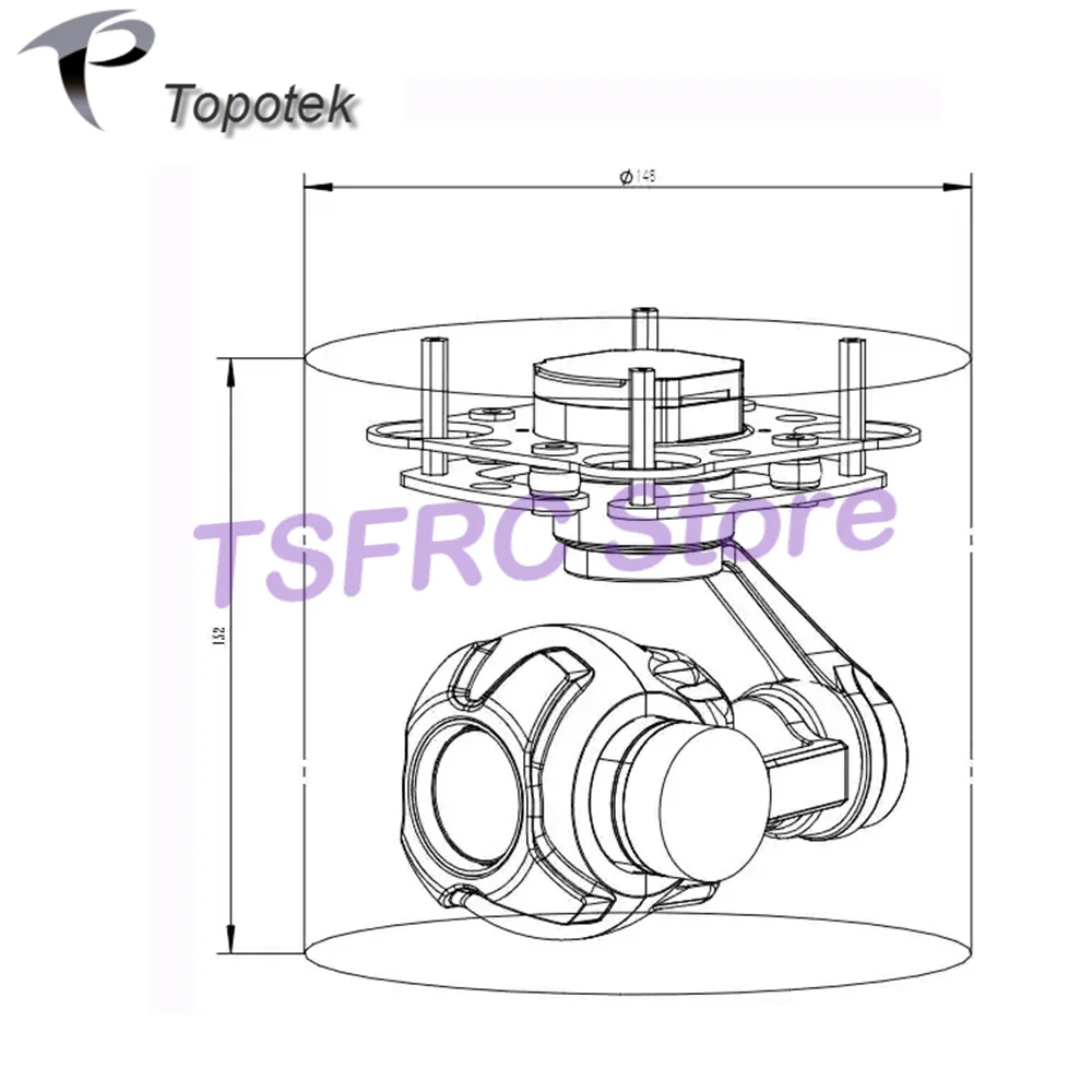 Topotek KIY10S35 10x zoom óptico luz única pan tilt cardán cámara drone electroóptico pod baja luz visión nocturna pod