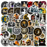 56PCS Mysterious Universe Sun Moon Retro Cartoon Stickers Water Cup Notebook Waterproof Stickers