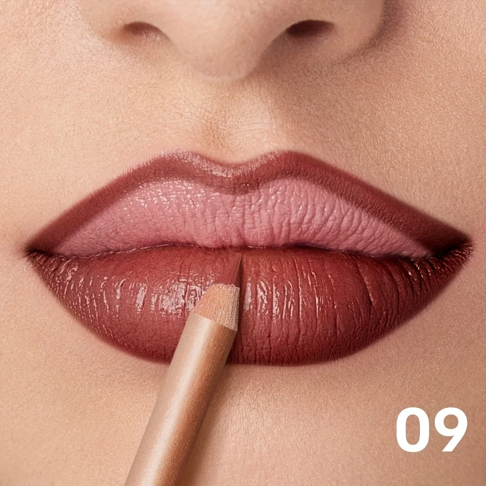 Matte Lip Liner Pencil Nude, langdurig waterdicht, veegvast, nauwkeurige omtrek, gladde romige formule