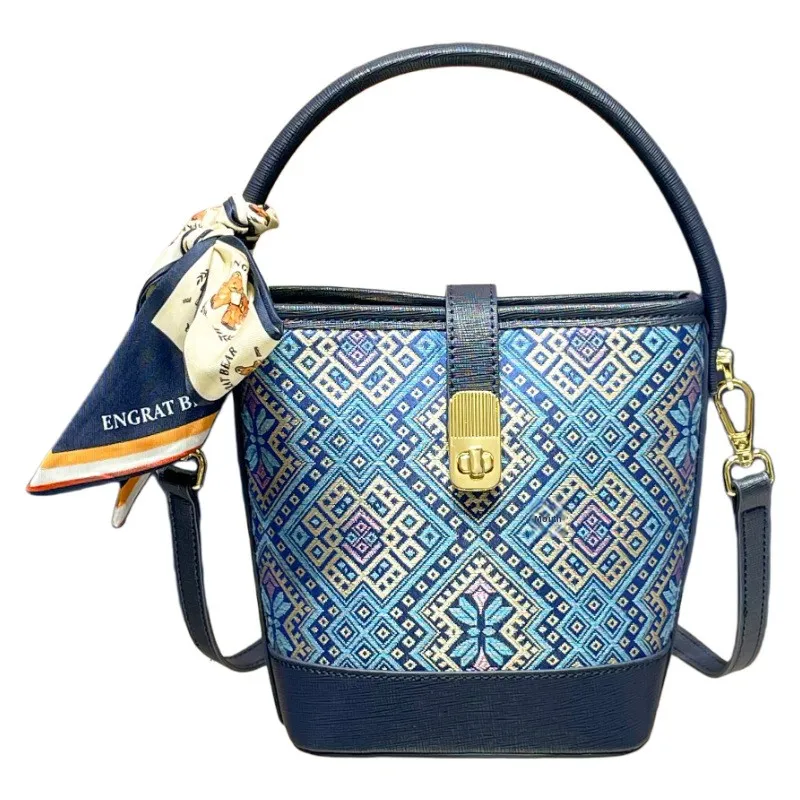 Vegetable Basket Zhuang Brocade Fashion Commuter All-match Shoulder Crossbody National Style Niche Hand Tote Dragon Beard Women