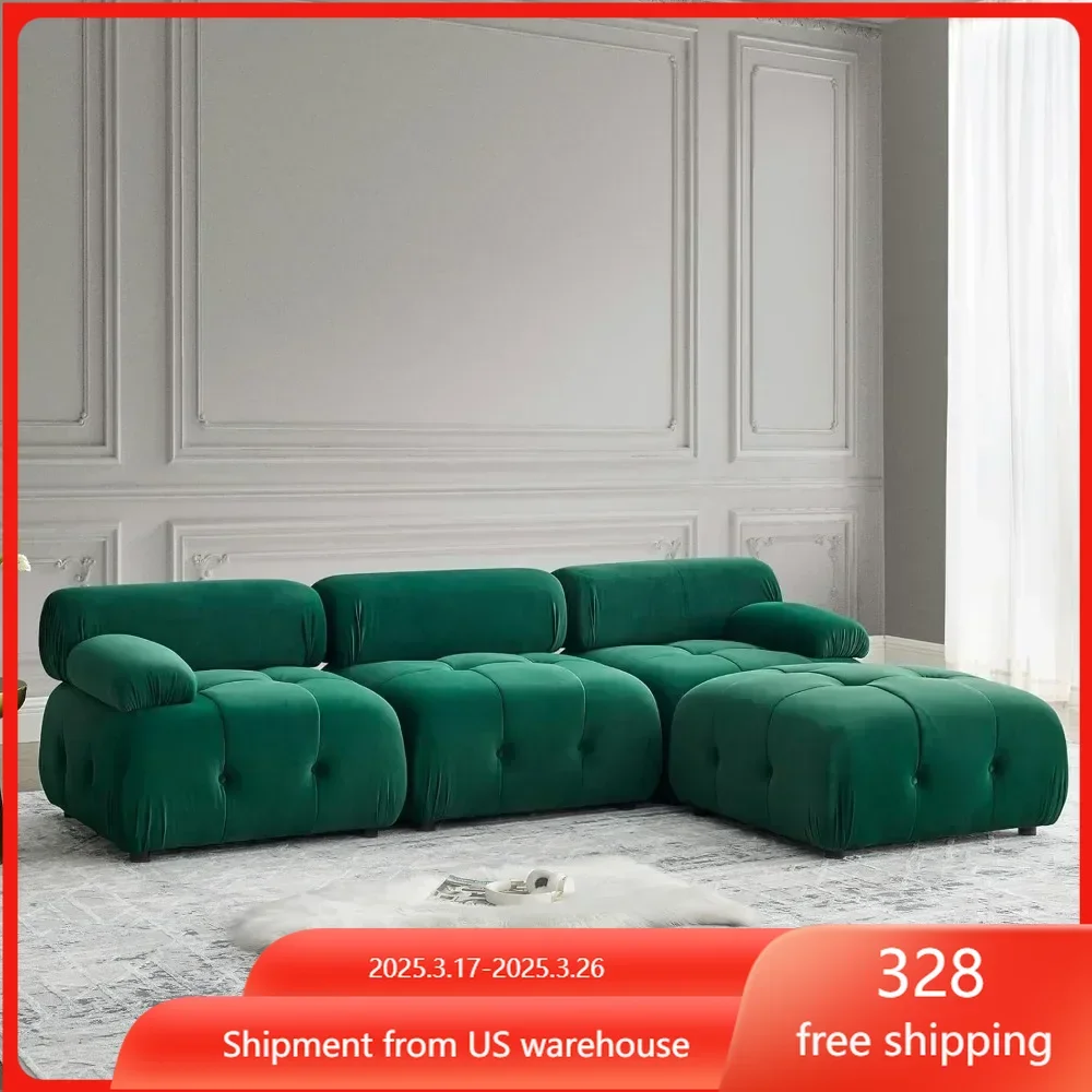 Modular Sectional Sofa, Button Tufted Designed Cloud Sofa DIY Combination,L Shaped Couch with Reversible Ottoman