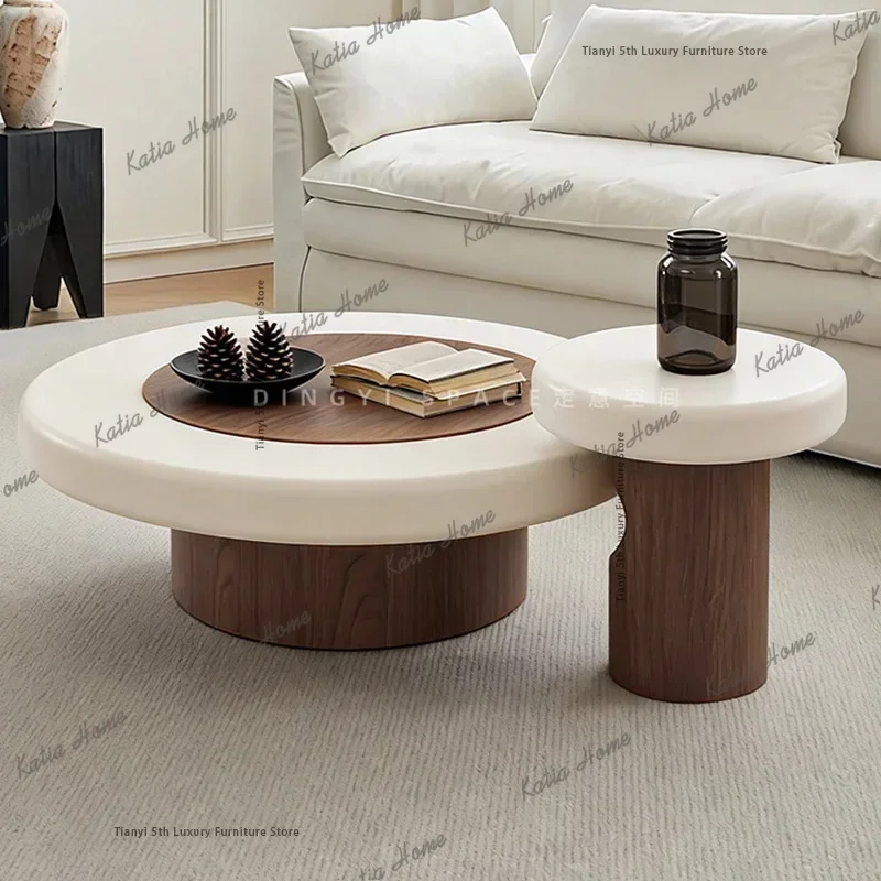 ld Vintage Style Solid Wood Coffee Table Nordic Creative Living Room High-end Imitation Cave Stone Coffee Table
