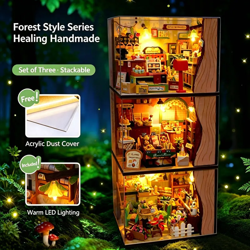 Diy Assemble Model Little Forest Series Creative Handmade Wooden Flower Shop Miniature Home Decoration Crafters doll House Gift