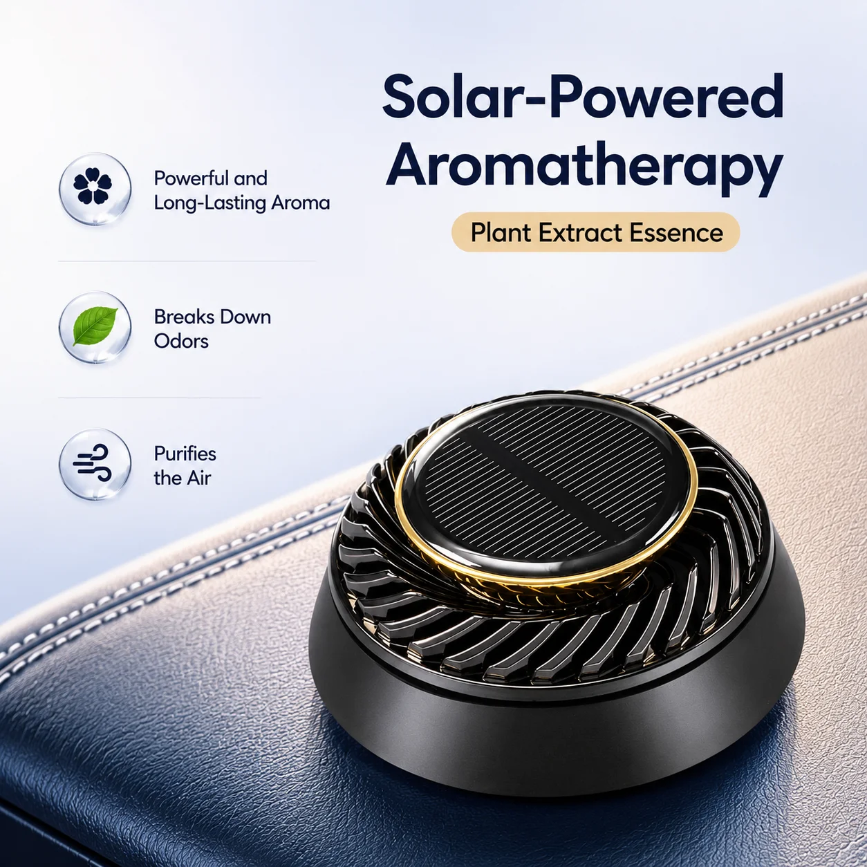 Solar-powered Car Air Freshener Automatic Rotating Formaldehyde-removing Long-lasting Fragrance High-end Aromatherapy Ornament