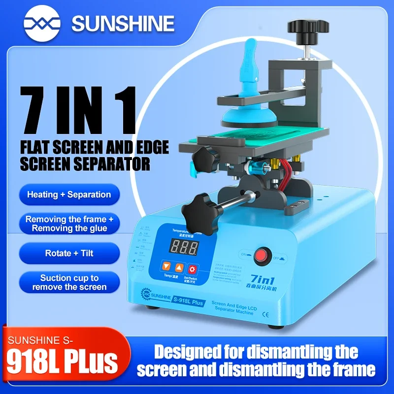 

【Fast】SUNSHINE S-918L Plus Multifunctional Screen Frame Separator 360° Rotating Vacuum Heating Table 7 in 1 Edge Separator