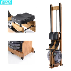 Intelligent Wooden Water Resistance Rowing Machine, Foldable Rowing Machine, Movable Aerobic Rowing, Fitness Equipment