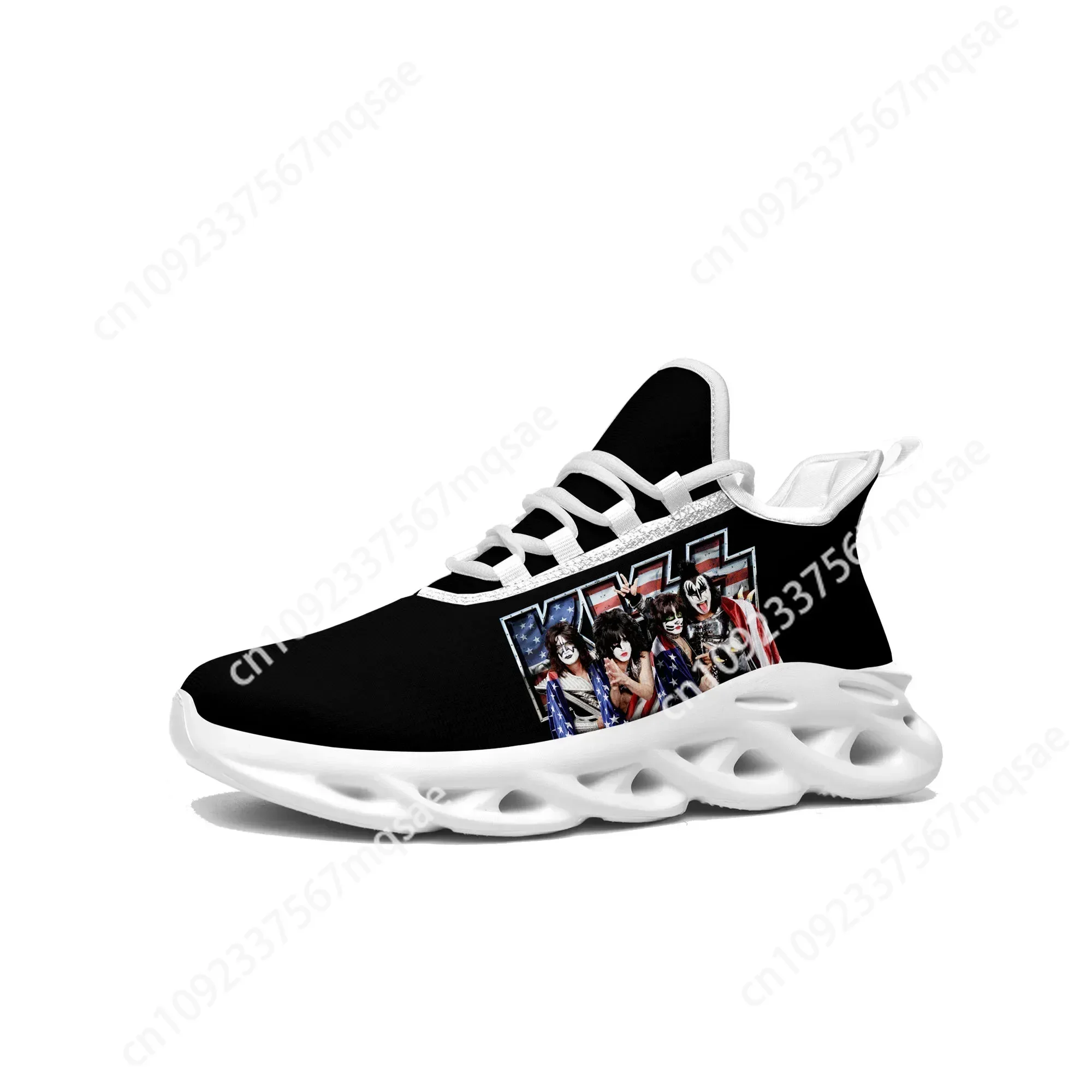 

Kiss Metal Rock Band Flats Sneakers Mens Womens Sports Running Shoes High Quality Sneaker Lace Up Mesh Footwear Customize Shoe