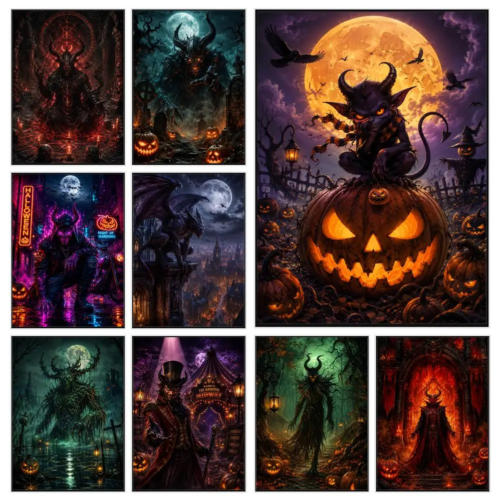 h-Halloween Demon Poster Modern Luxury Wall Poster Home Decor Space Enhancer