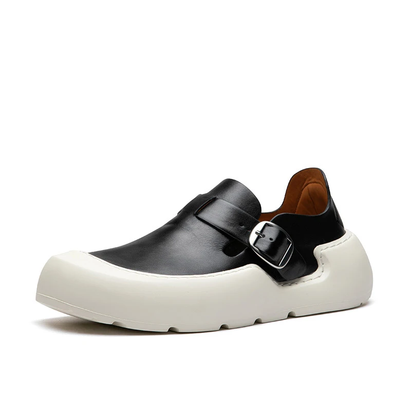 

Men's Big Head Shoes Horse Leather Fashion Summer Leather Comfortable Breathable Casual Thick Bottom Sandals Lazy Shoes