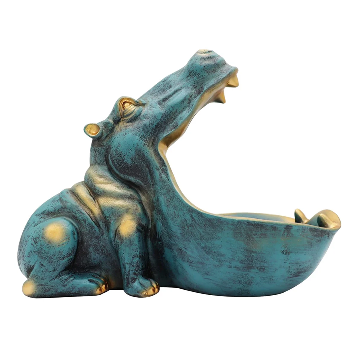 Hippopotamus Statue Home Resin Hippopotamus Figurine Fun Candy Dish,Key Bowl,Big Mouth Sculpture Table Art Decoration A