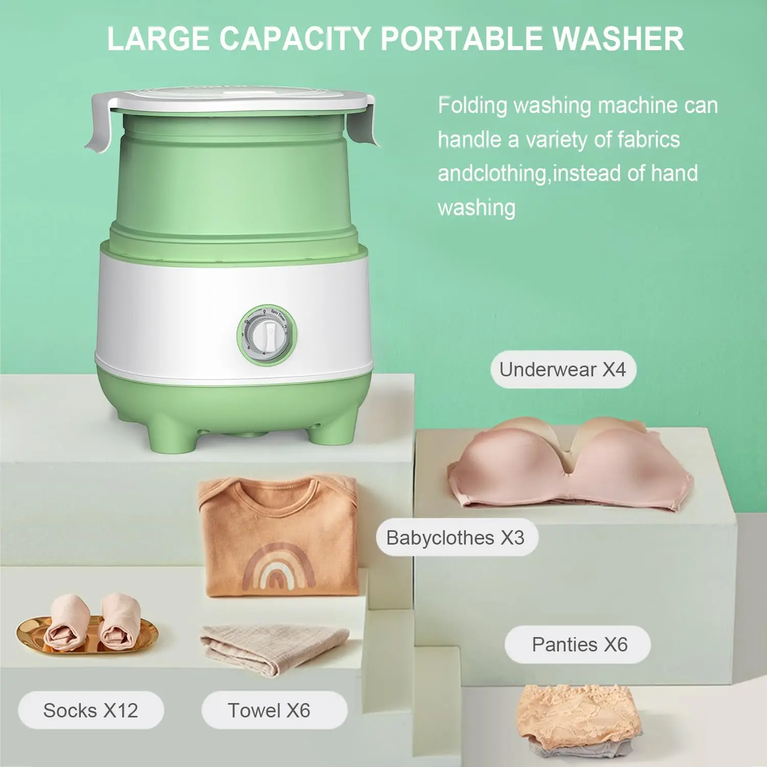 Small Portable washing machine，Camping laundry washer ，Portable Laundry Tub with Pipe, Washer,Small Clothes Washing Machine 