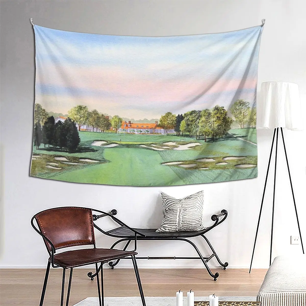 

Bethpage Golf Course гобелен с 18 отверстиями, художественный настенный эстетический домашний декор, гобелены для гостиной, спальни, общежития