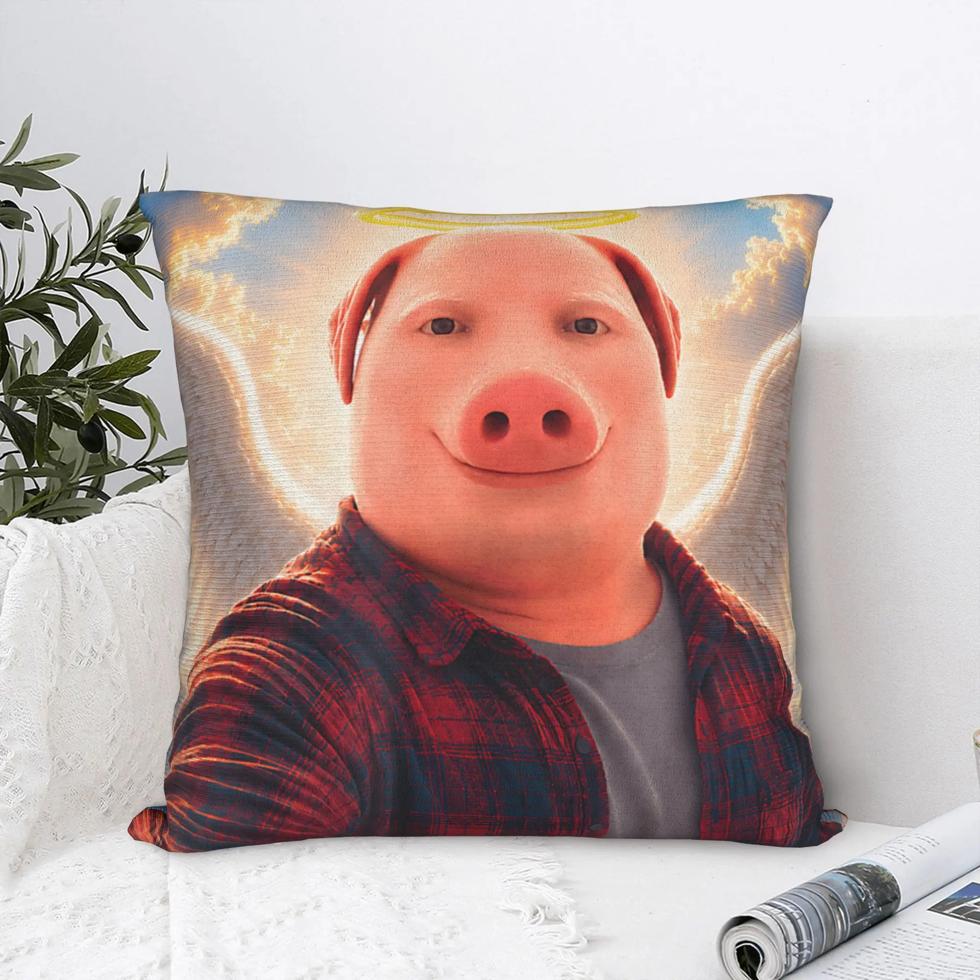 Angel John Pork Funny is Calling Phone Pillow Case  Comfy Pillow Cover For Sofa Bedroom Home Decor Vintage Pillowcases