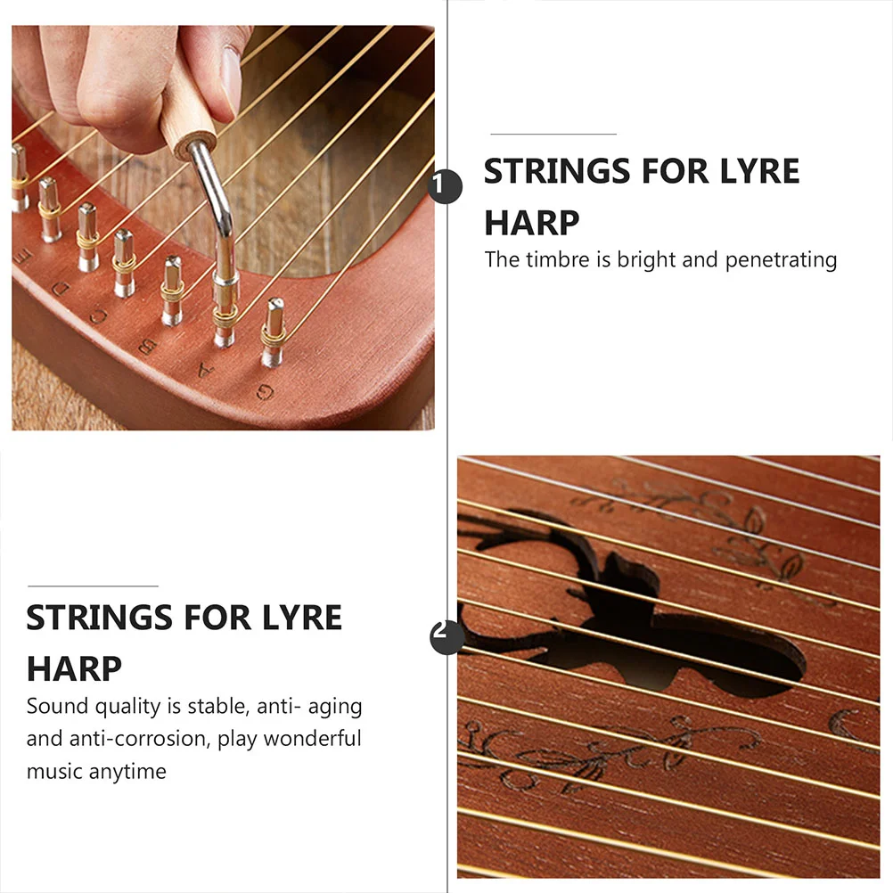 10Pcs Professional Lyre Strings Music Wire Sturdy Strings Lyre Strings Lyre Strings Full Set Lyre String Supplies