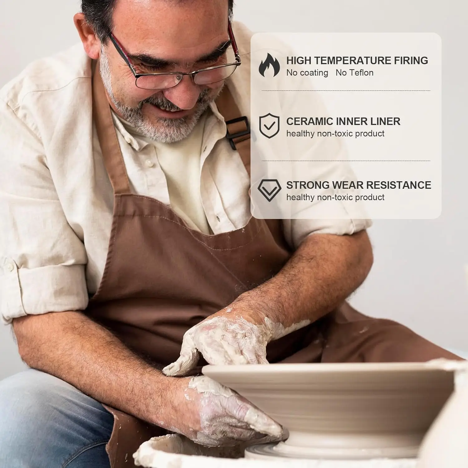 Programowalny okrągły wolnowar z powłoką ceramiczną, pojemność 5 kwart do gotowania w kuchni i użytku domowego.