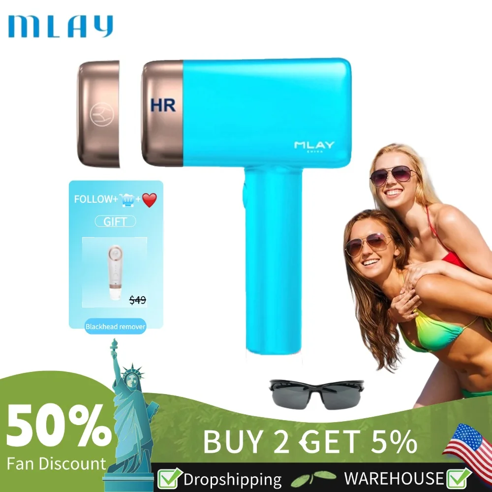 

MLAY T14 IPL 500,000 Flashes Permanent Laser Hair Remover Cool Painless Lcd Screen Suitable For Face Body And Bikini BK+HR Lamp