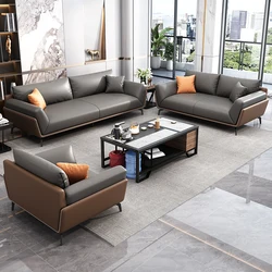 Office sofa Simple modern coffee table combination Italian business with three guests reception room office sofa