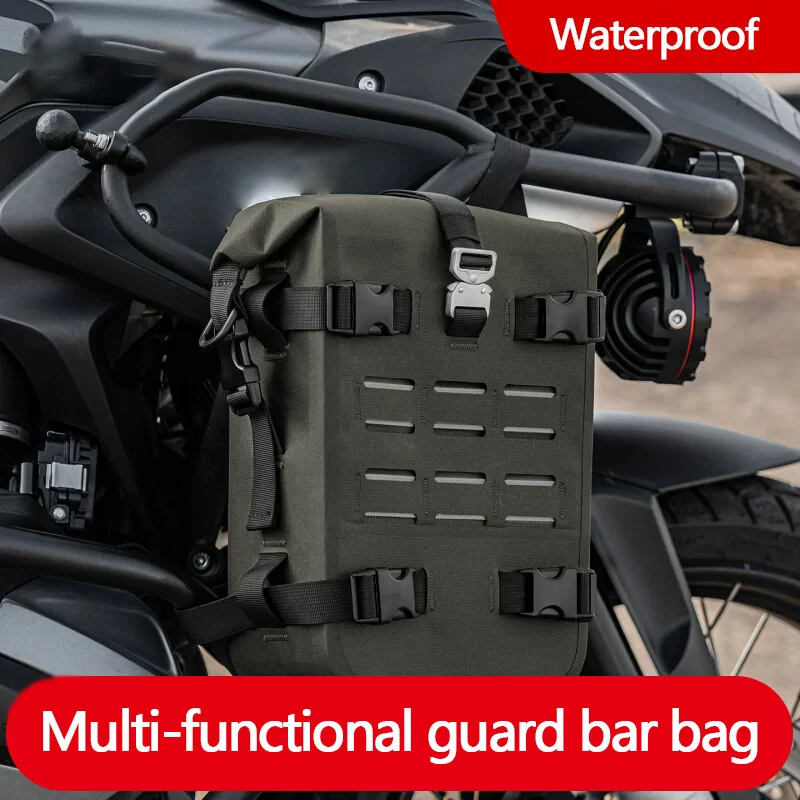 

Motorcycle multi-functional guard bar bag 6-8L fuel tank side bag, motorcycle travel quick-release hard shell hanging bag