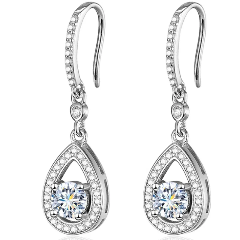 

GRA романтические серьги-капли с кисточками в форме капли воды 0,5 карата, сертифицированные муассанитом и бриллиантами для женщин, настоящие ювелирные изделия из стерлингового серебра 925 пробы