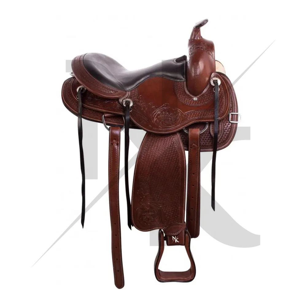 High Quality Custom Western Saddle Hand Carved Leather Riding Saddle Export Quality Equestrian Supplies Western Harness Products