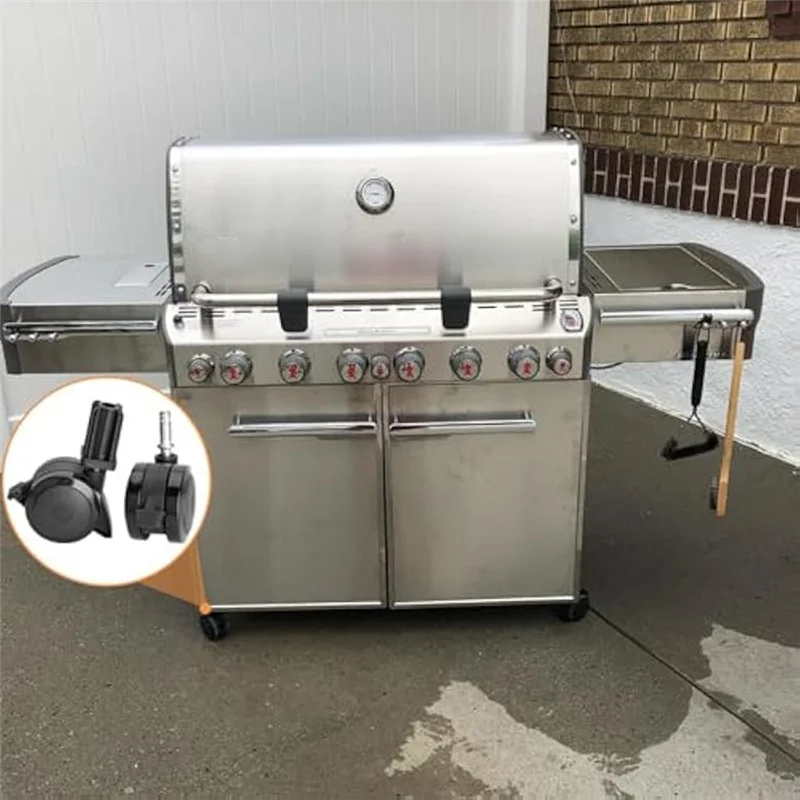 قفل العجلات إدراج 70360 (2 قطعة) لأجزاء الشواية ويبر جينيسيس 300-ل ويبر جينيسيس E310 E320 S330 ، عجلة الشواء #4