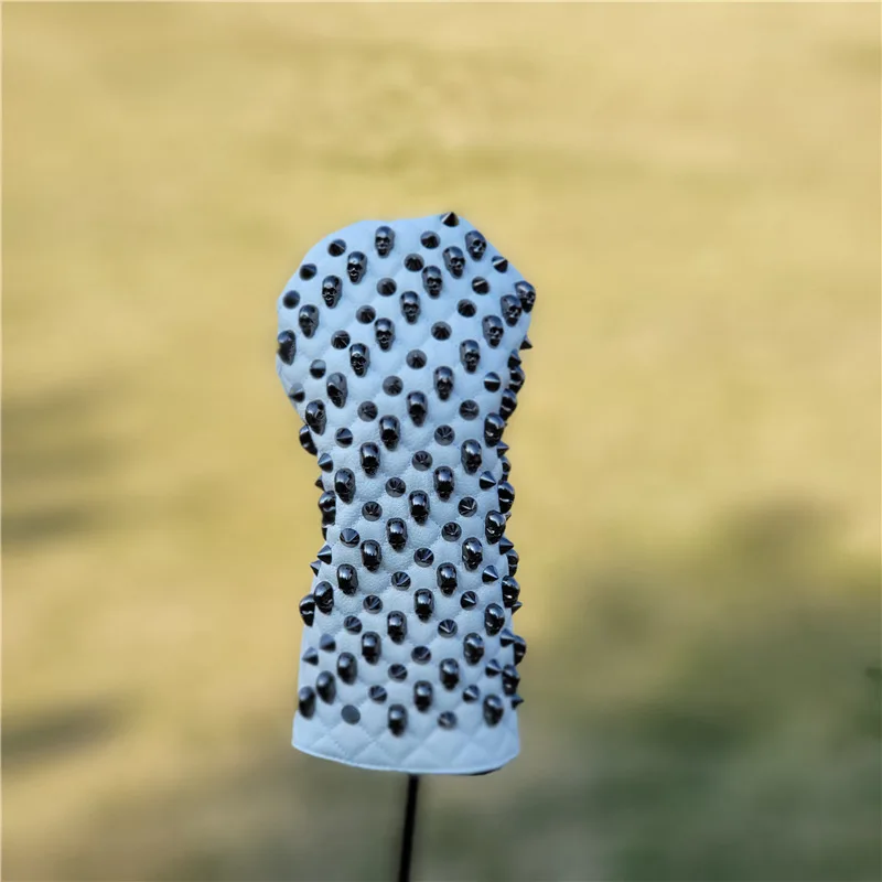 Cubierta de cabeza impermeable de PU con remaches de calavera para Club de Golf, cubiertas protectoras de Putter de mazo de hoja ut para Conductor,