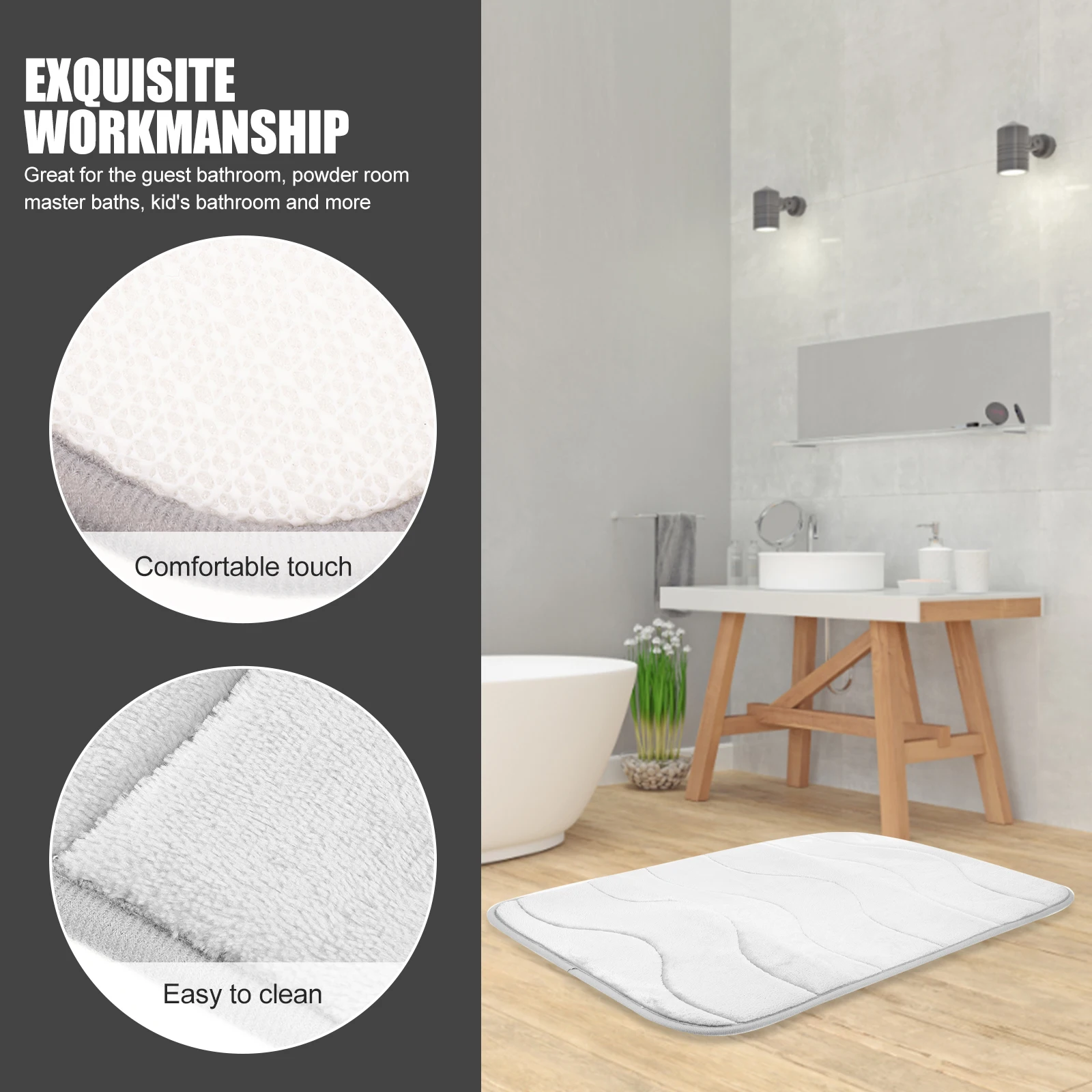 

Anti Skid Bathroom Mat Memory Foam Floor Cushion Non Carpet Water Absorption Small Bath Mat PVC Bottom Flannel Top