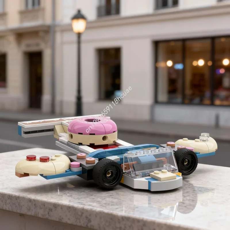 130pcs MOC City Donut Delivery Plane Model Building Blocks Construction DIY Toy Assemble Creative Festival Gifts Idea Education