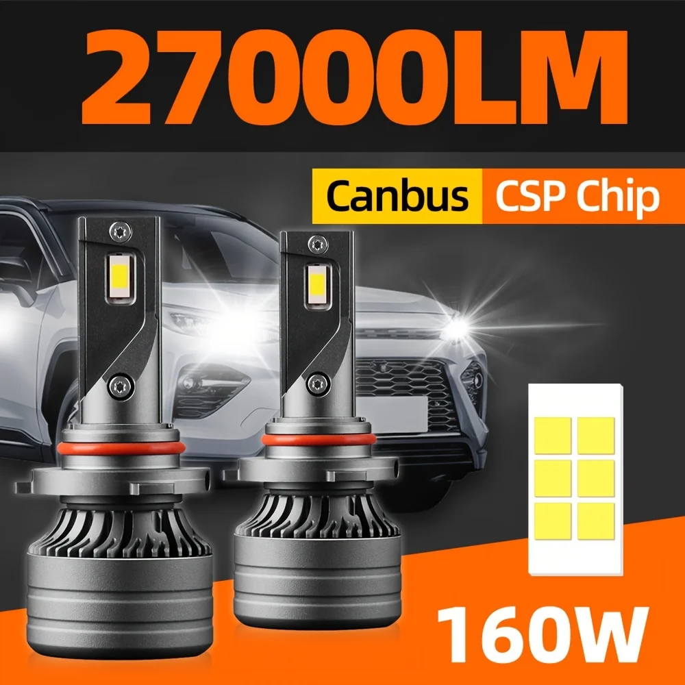 Led Headlight Bulbs, Hi/Lo Beam, 9005/Hb3 9006/Hb4 H11, 6000K White Light, 160W, Canbus Fast Cooling 80,000Hrs Lifetime For Cars