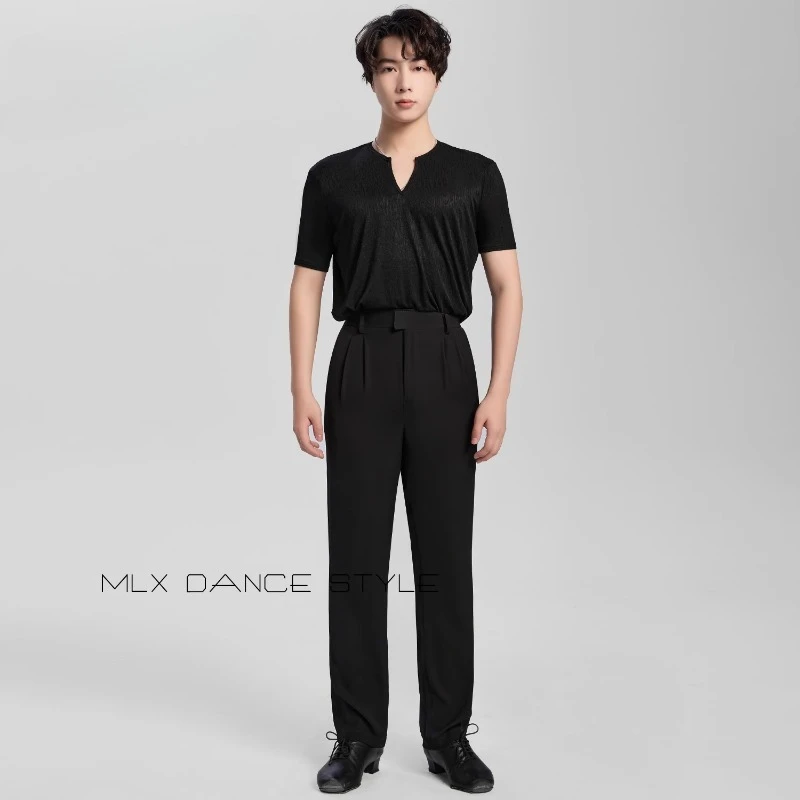 

Customized Latin Dance Suit Adult Men's Practice Clothes Top Professional National Standard Dance Student Men's Practice Clothes