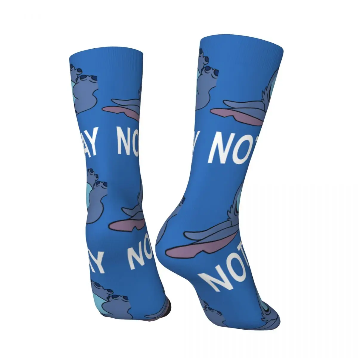 Vintage Not Today Men's compression Socks Unisex Disney Lilo & Stitch Film Harajuku Pattern Printed Novelty Crew Sock