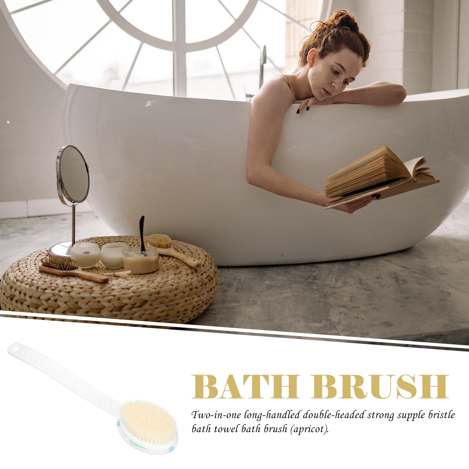 

Double-head Shower Brush Bathing Massage Body Cleaning Durable Scrubber Long Handle Back Washing