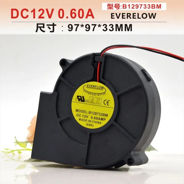 

EVERELOW B129733BM DC 12 В 0,60 А 97x97x33 мм 2-проводной охлаждающий вентилятор