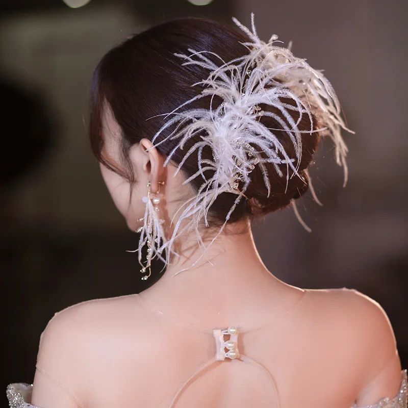 Elegante fascia per capelli piuma diademi di cristallo accessori per capelli da sposa moda Prom ragazze gioielli per capelli matrimonio fascia