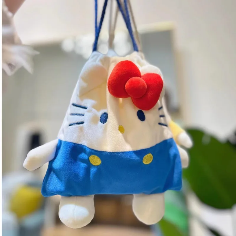 Hello Kitty My Melodie Pochacco Cartoon Schattige Girly Hart Pluche Opbergtas Met Trekkoord Kleine Draagbare Make-Up Opbergtas